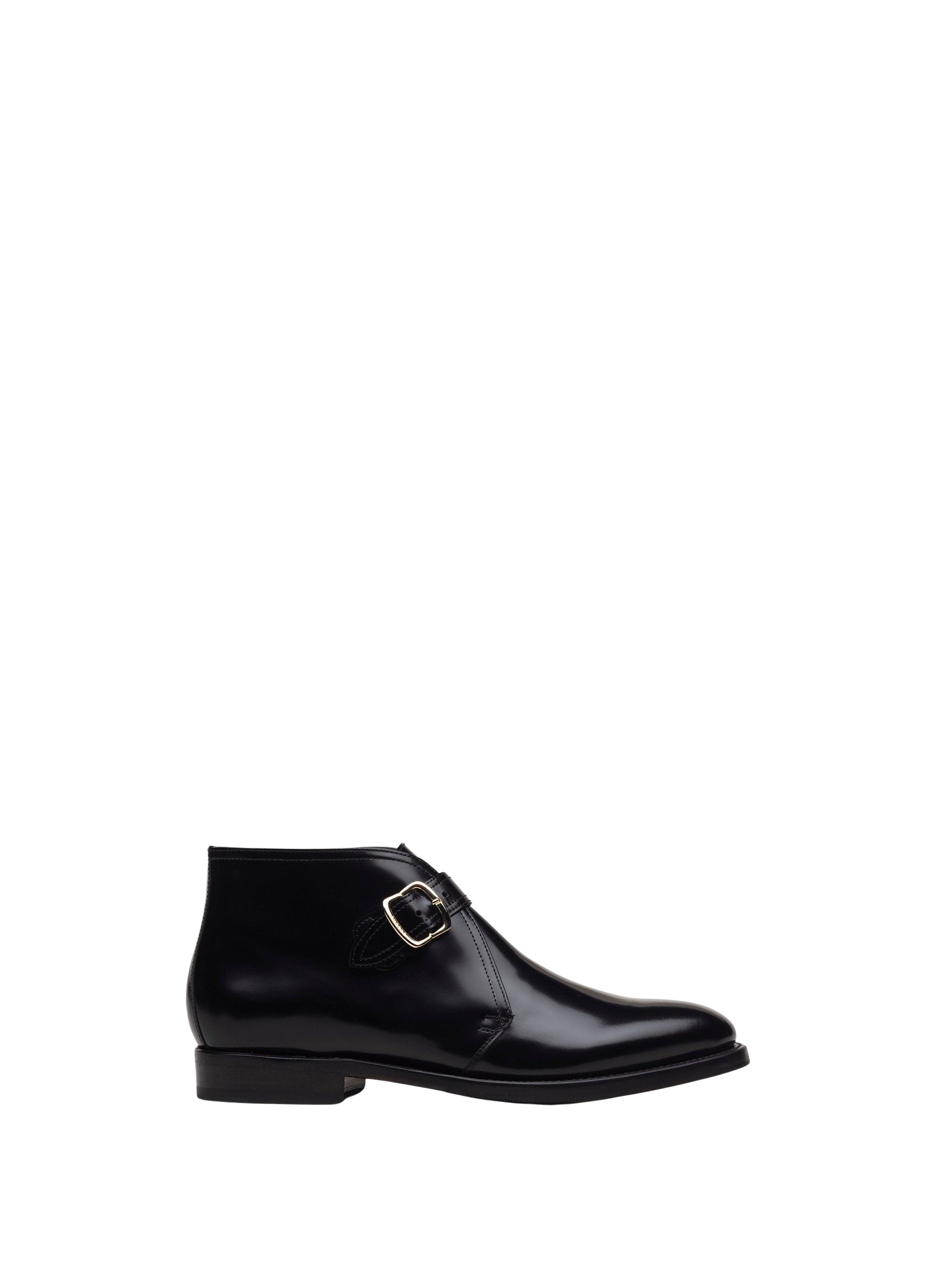 Buckle leather boots - Black
