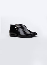 Buckle leather boots - Black