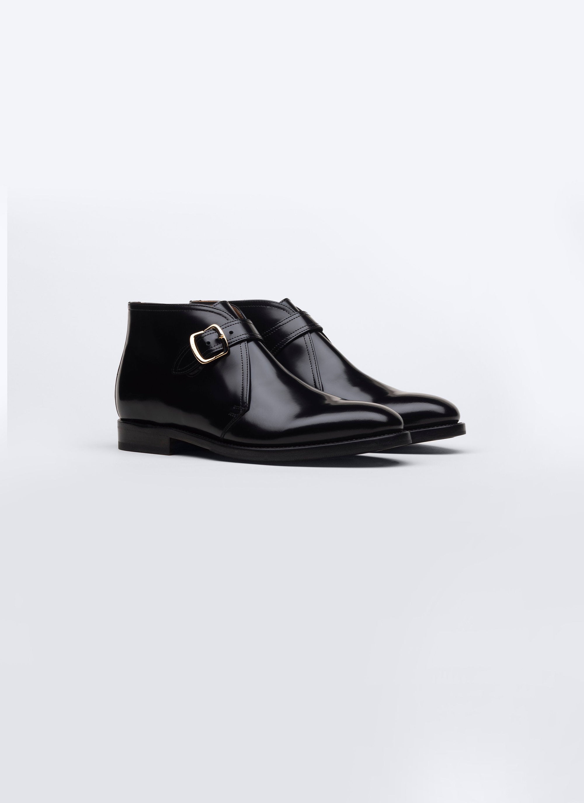 Buckle leather boots - Black