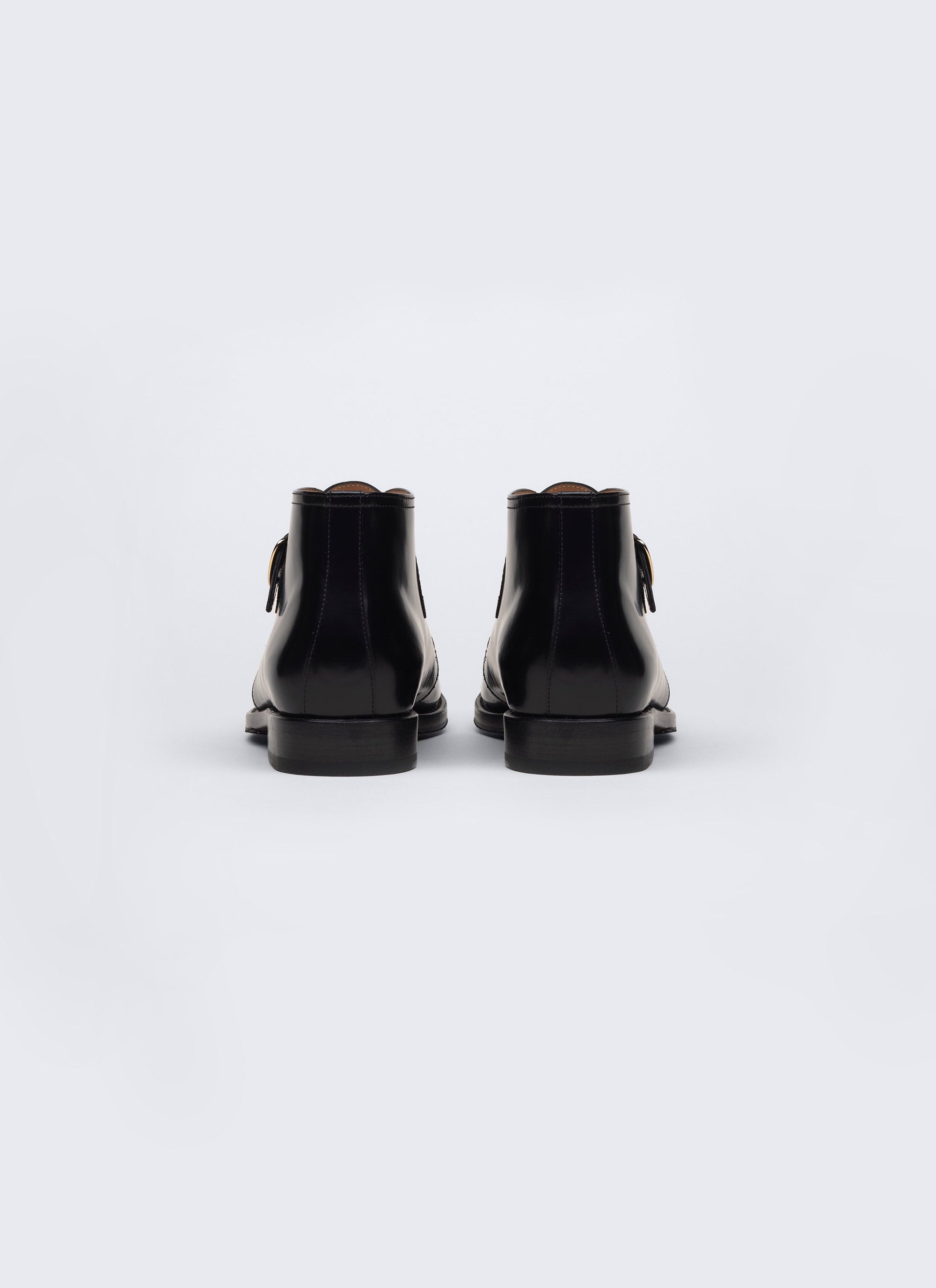 Buckle leather boots - Black