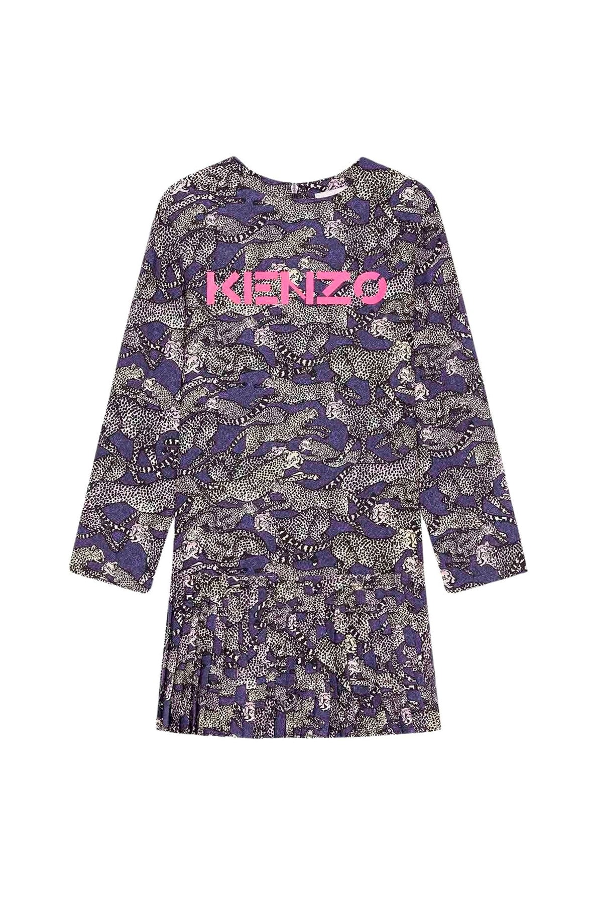 Round-neck Cheetah dress - Deep Violet