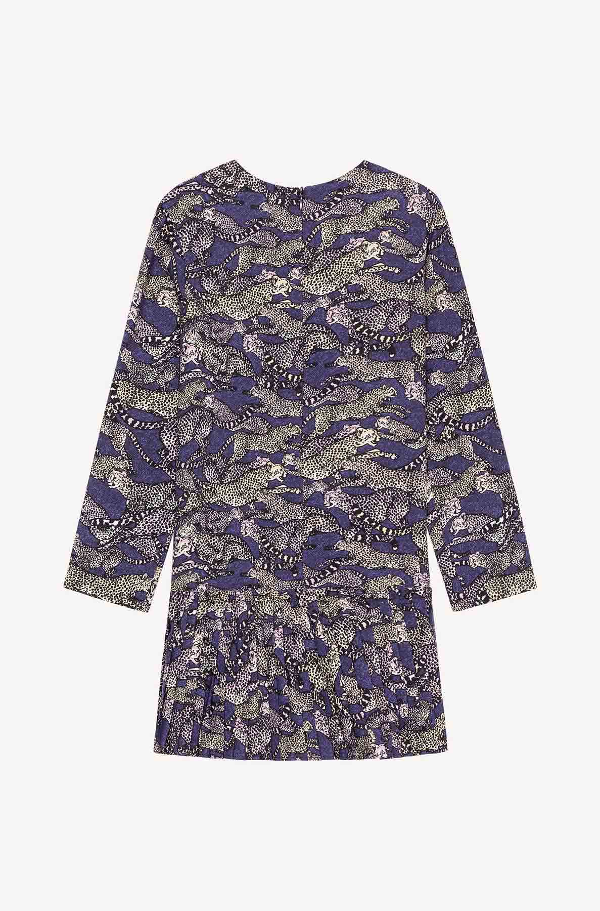 Round-neck Cheetah dress - Deep Violet