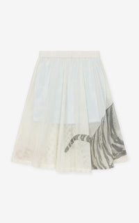 Jupe midi à taille élastiquée - Off White