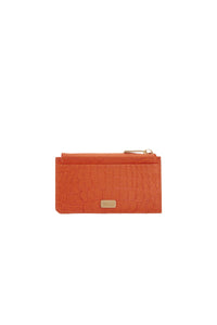Porte-cartes à zip en cuir précieux - Orange
