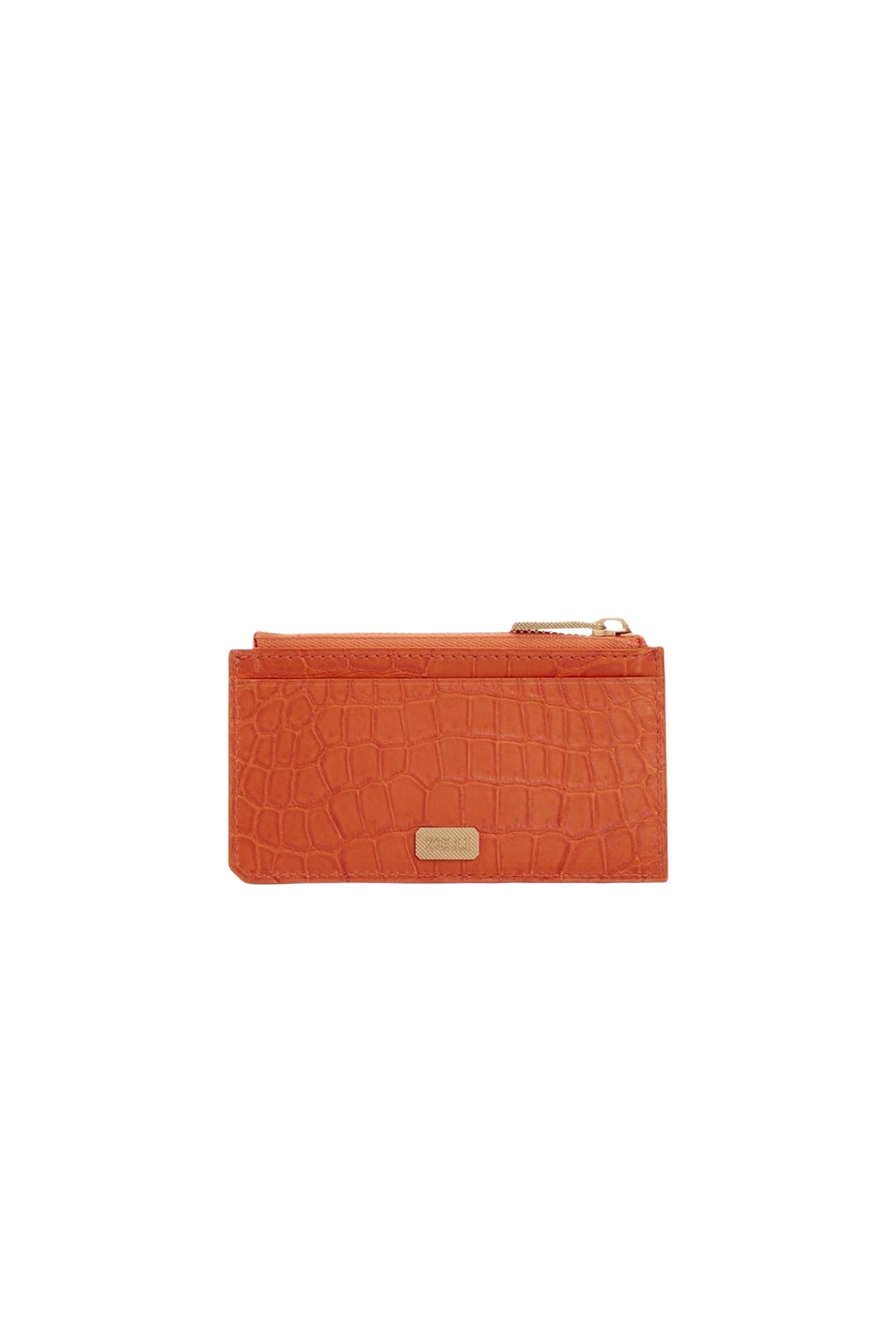 Porte-cartes à zip en cuir précieux - Orange