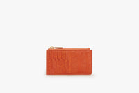 Porte-cartes à zip en cuir précieux - Orange