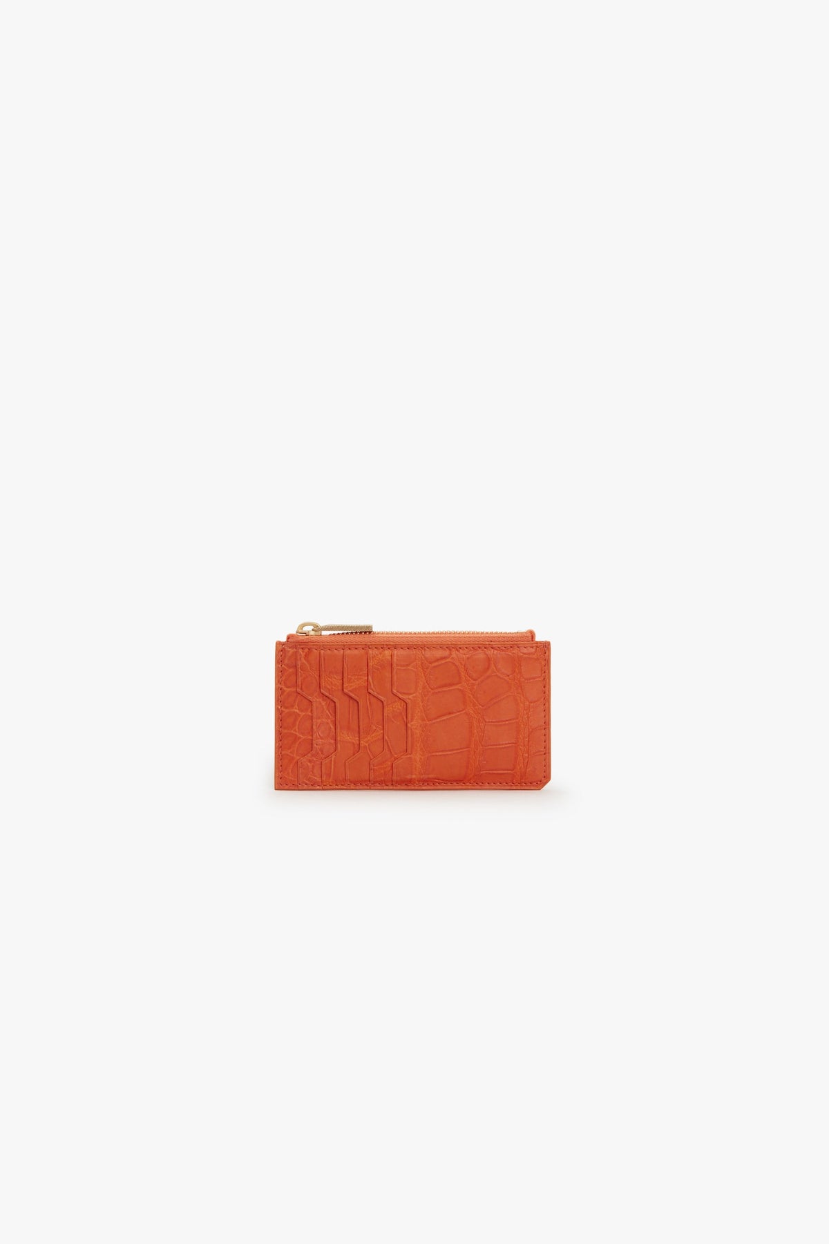 Porte-cartes à zip en cuir précieux - Orange