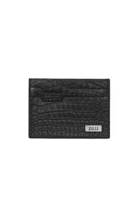 Porte-cartes à motif en cuir exotique - Noir