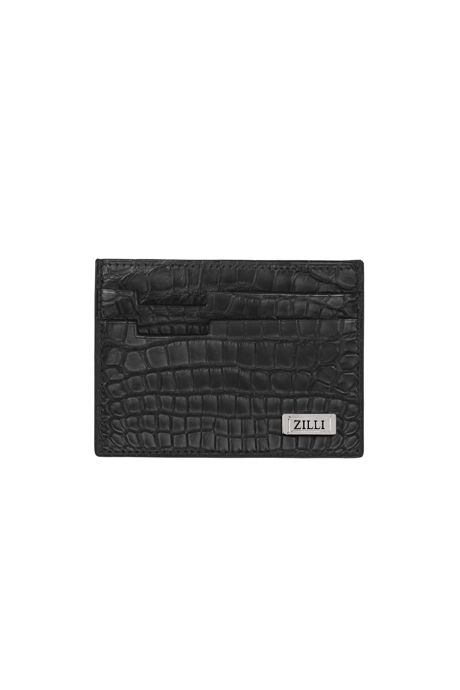 Porte-cartes à motif en cuir exotique - Noir