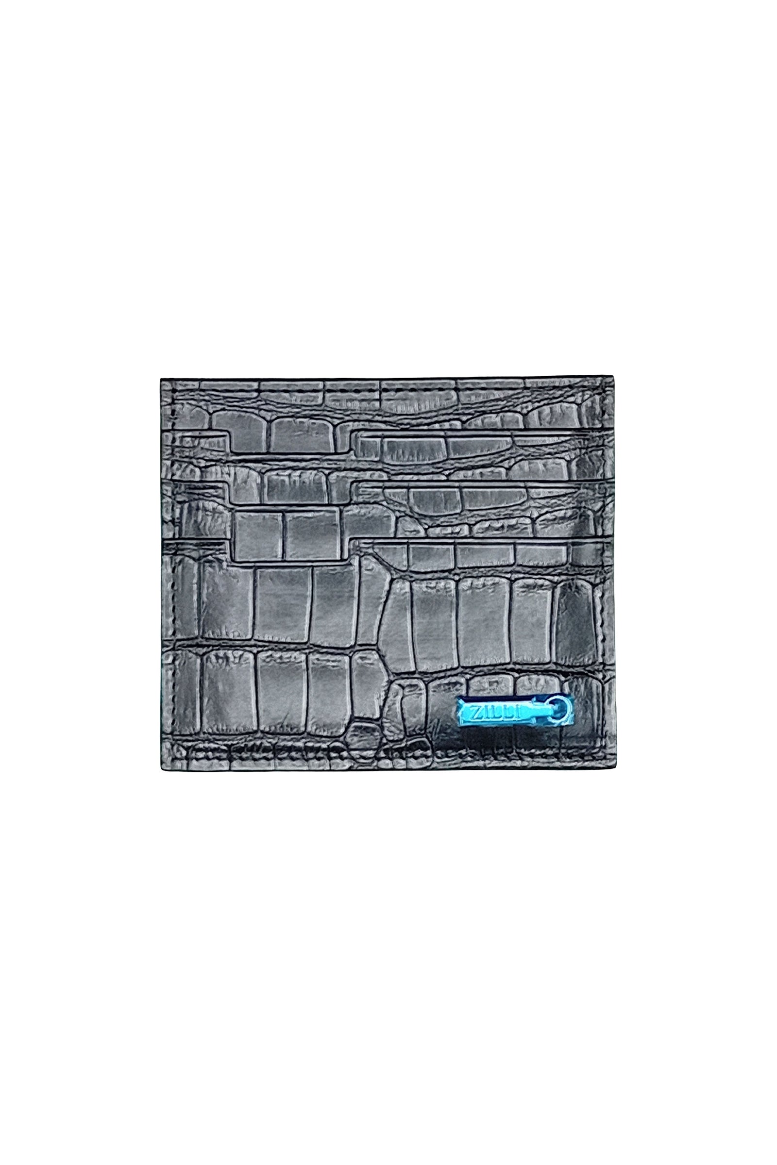Porte-cartes à motif embossé en cuir exotique - Gris & Bleu