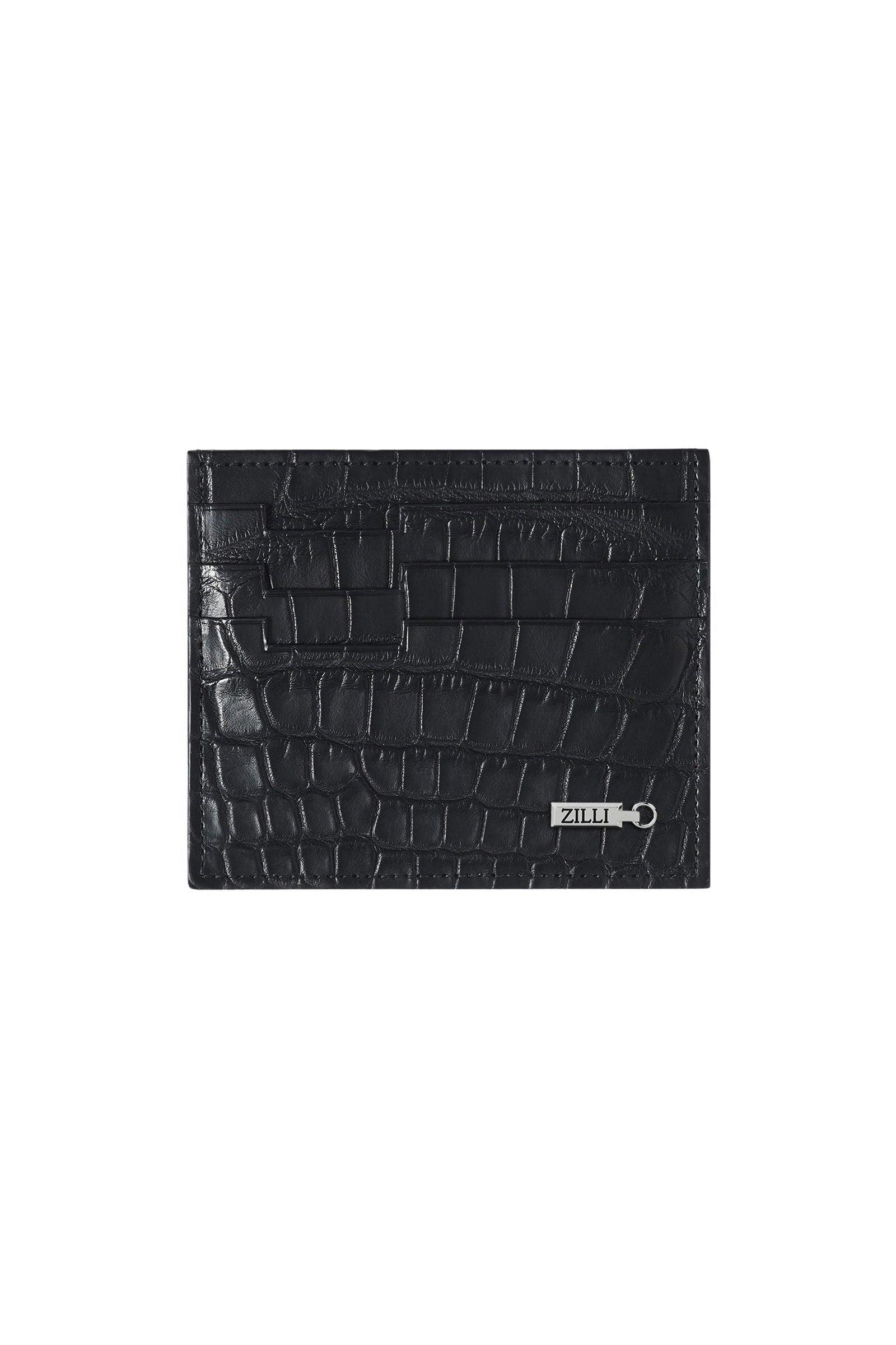 Porte-cartes texturé en cuir exotique - Noir