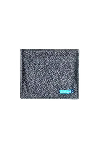 Porte-cartes à plaque émaillée en cuir - Noir