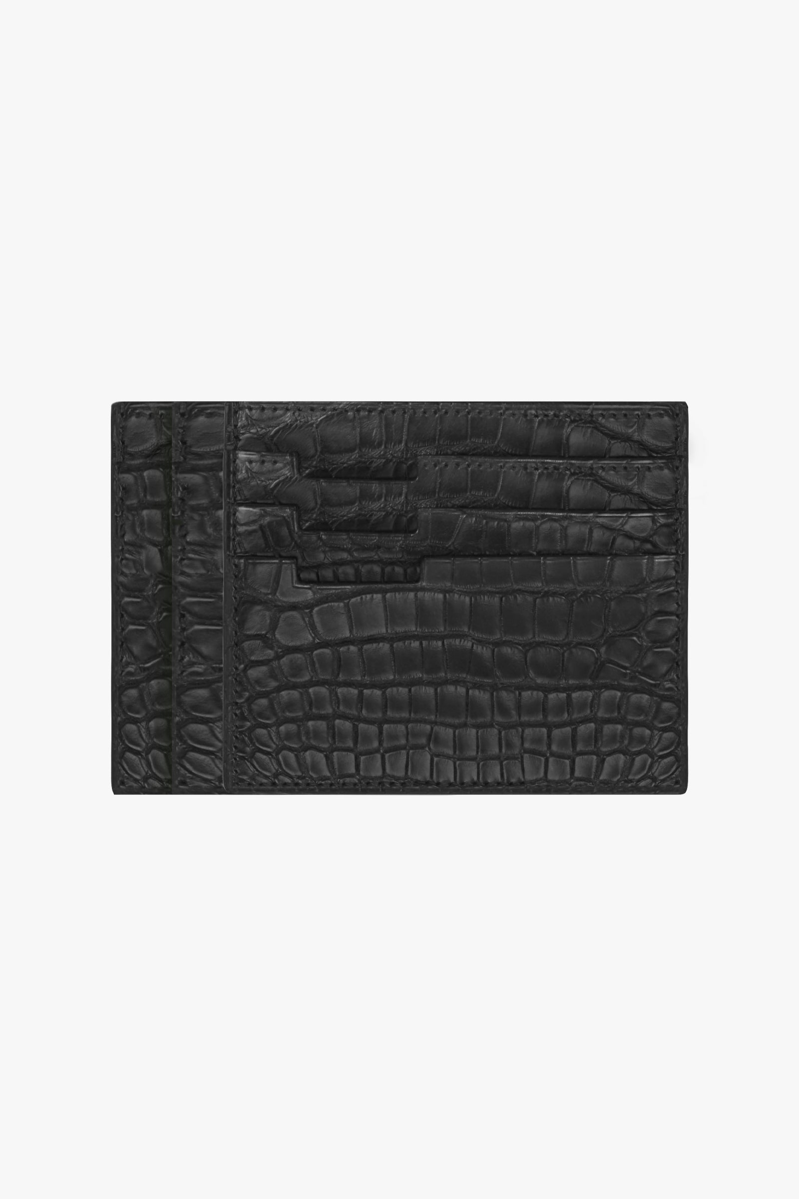 Porte-cartes à motif en cuir exotique - Noir