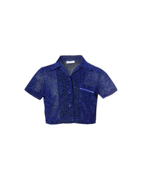 Chemise Bowling manches courtes à paillettes - Blue