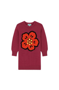 Ikebana Boke Flower jumper dress - Bordeaux