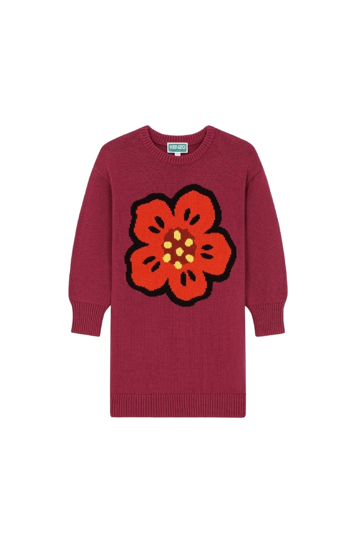 Ikebana Boke Flower jumper dress - Bordeaux