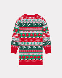 Robe pull en tricot jacquard "Festive" - Vermillion