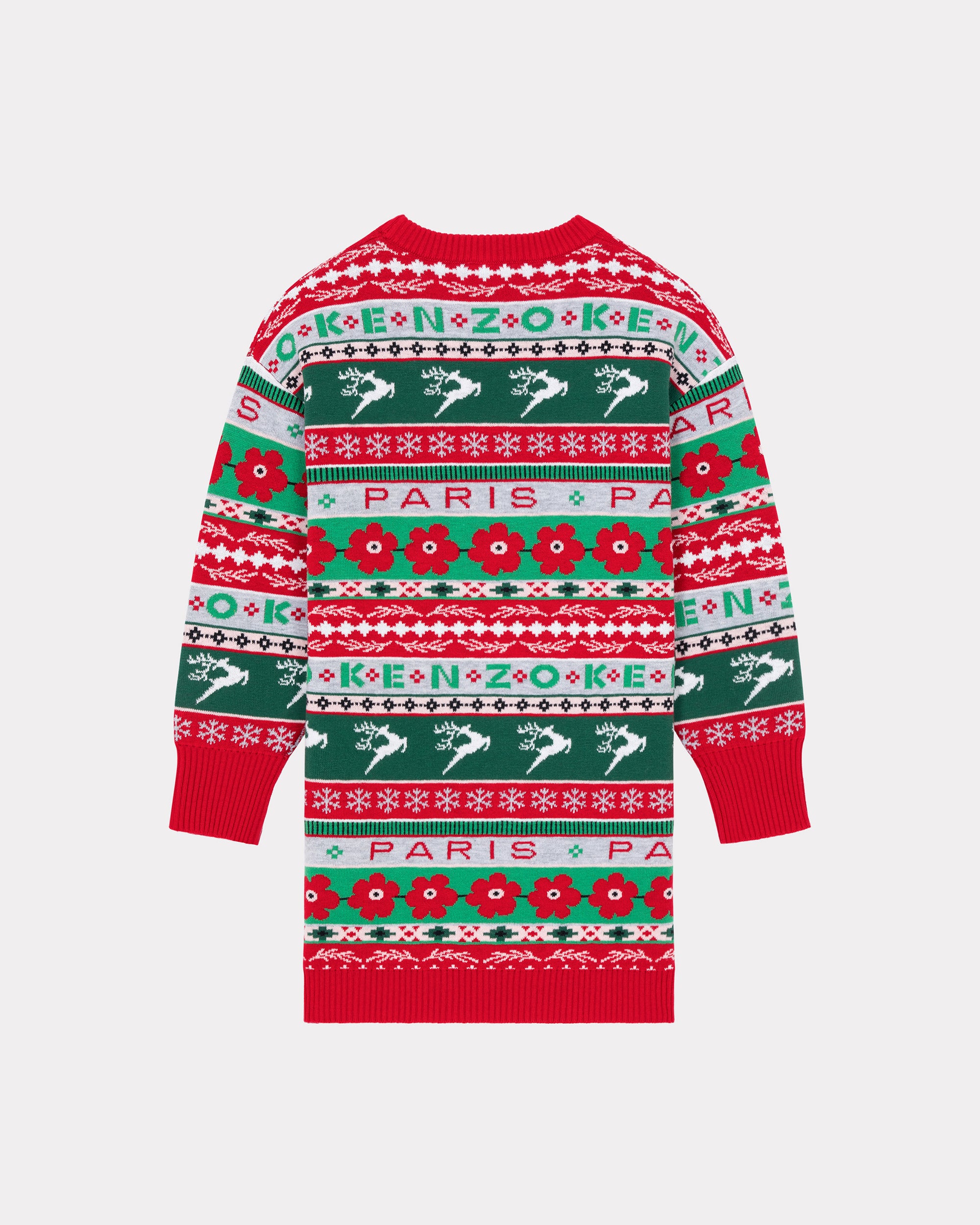 Robe pull en tricot jacquard "Festive" - Vermillion