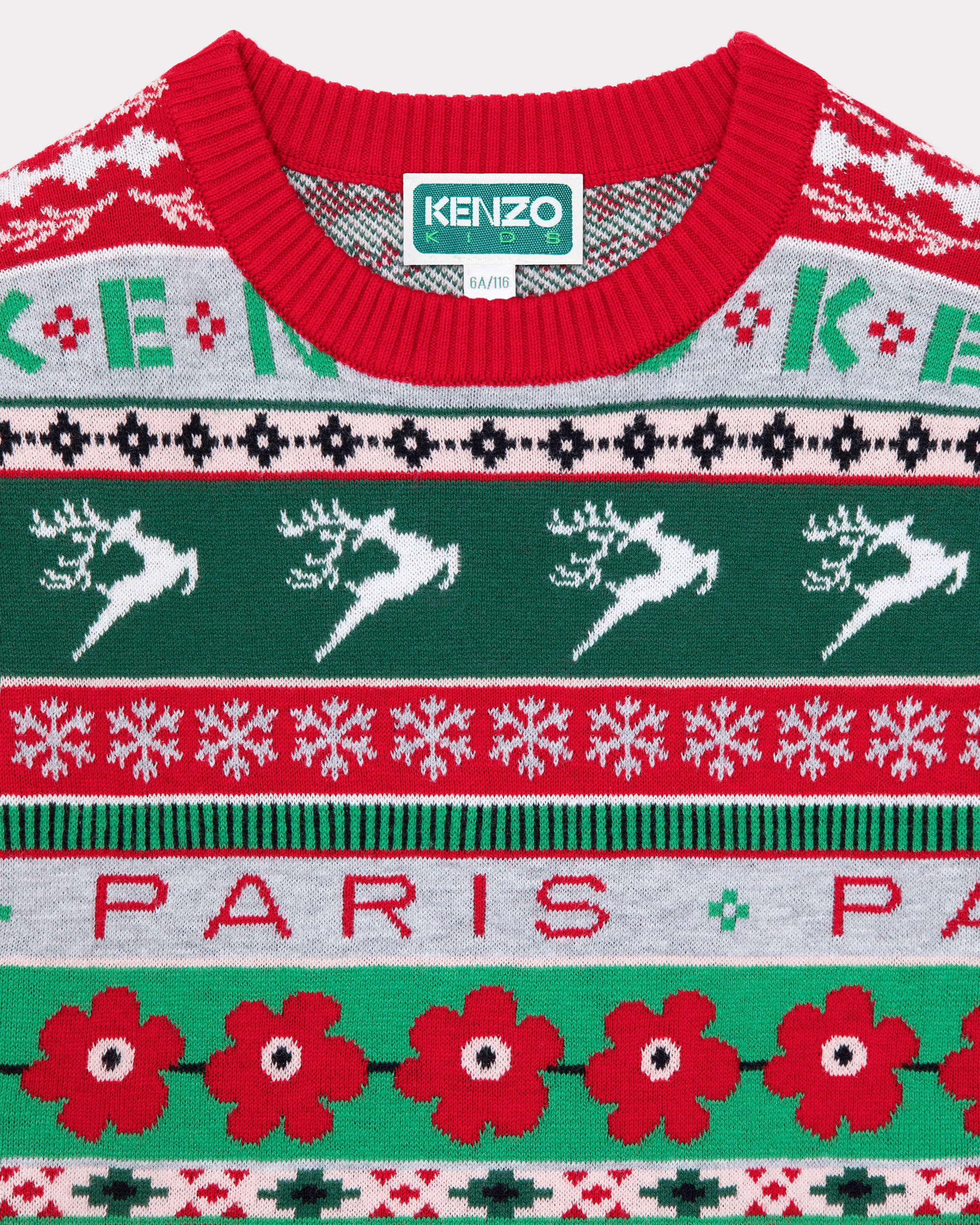 Robe pull en tricot jacquard "Festive" - Vermillion