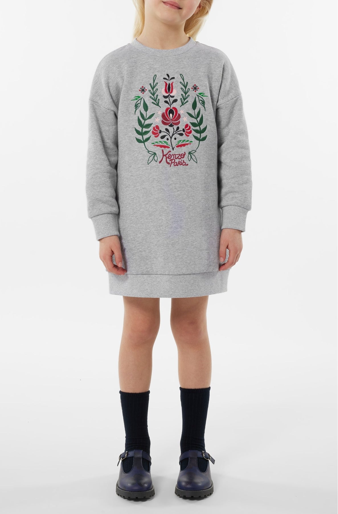 Robe molleton gratté en coton "Festive" - Pearl Grey