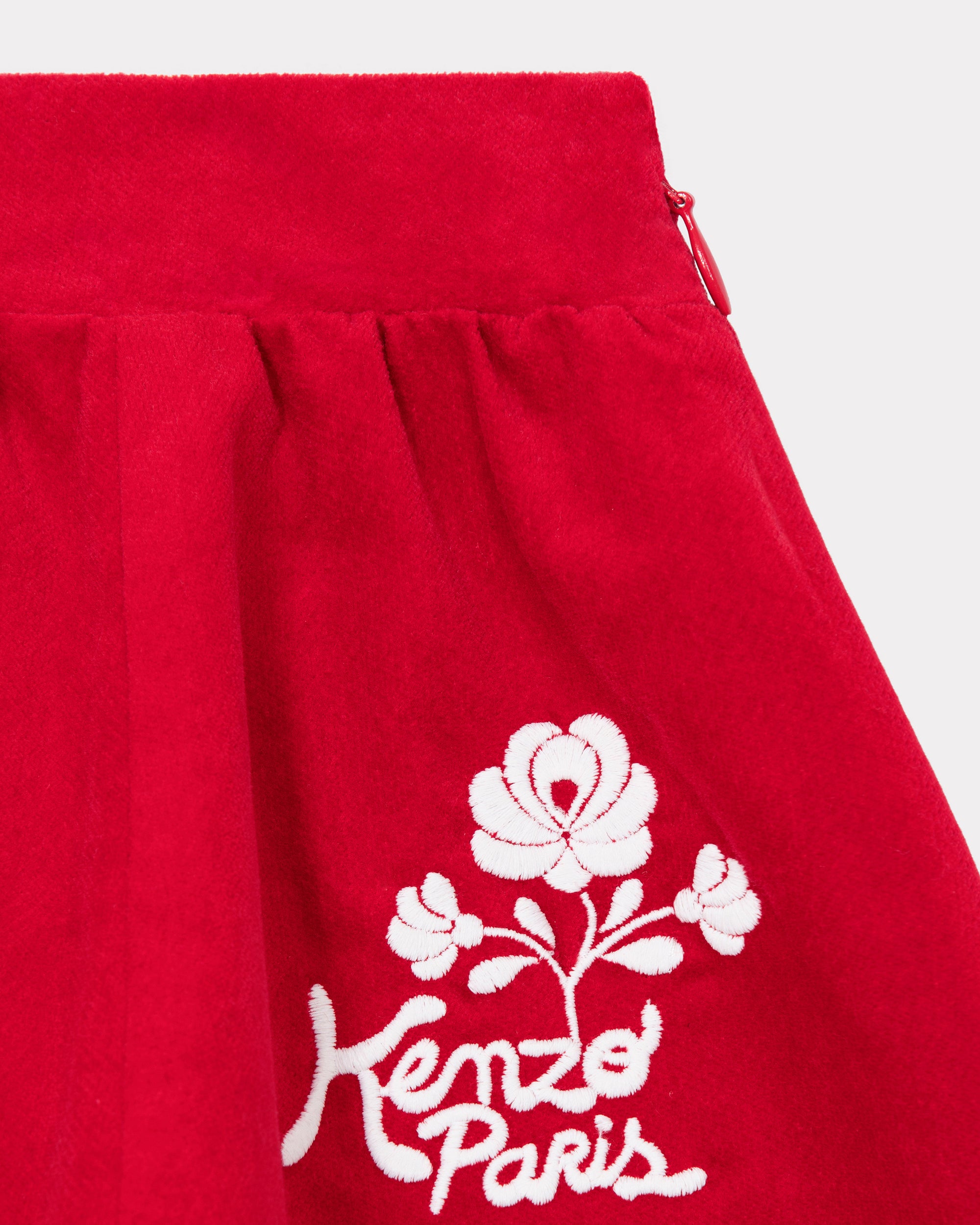 Jupe en velours brodé "Festive" - Vermillion