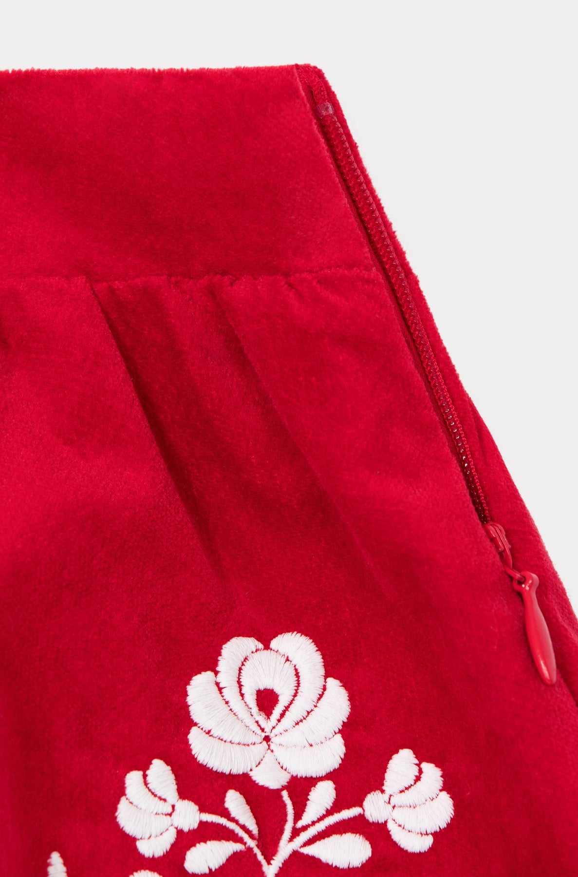 Jupe en velours brodé Festive - Vermillion
