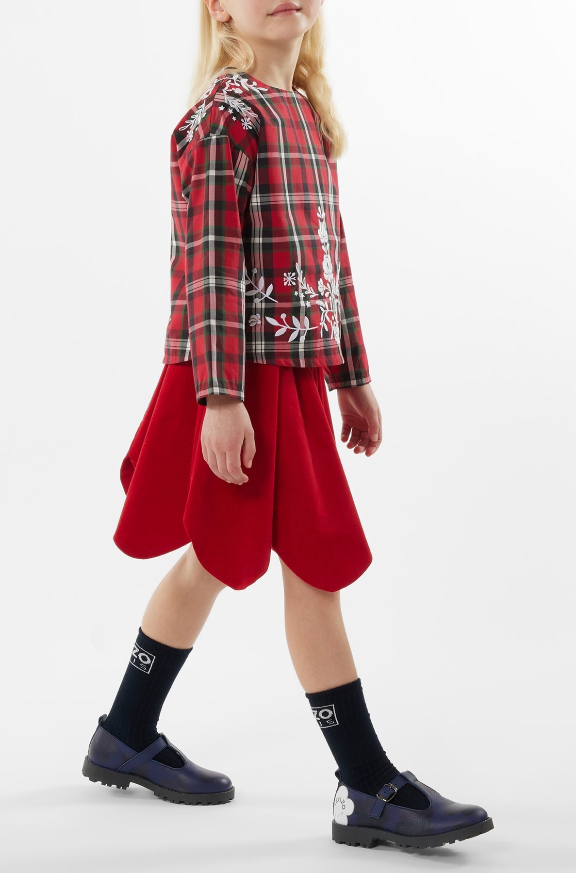 Blouse imprimée et brodée "Festive" - Bordeaux