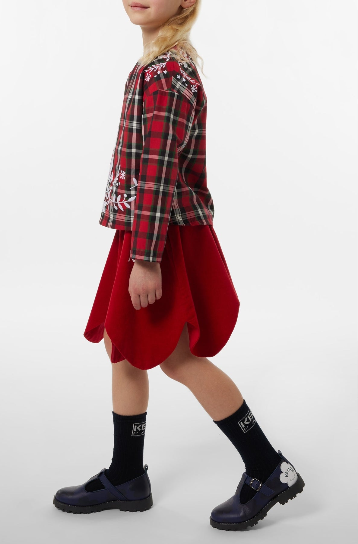 Blouse imprimée et brodée "Festive" - Bordeaux