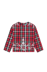 Blouse imprimée et brodée "Festive" - Bordeaux