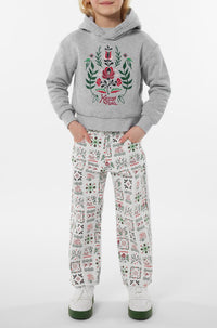 Sweatshirt brodé à capuche "Festive" - Pearl Grey