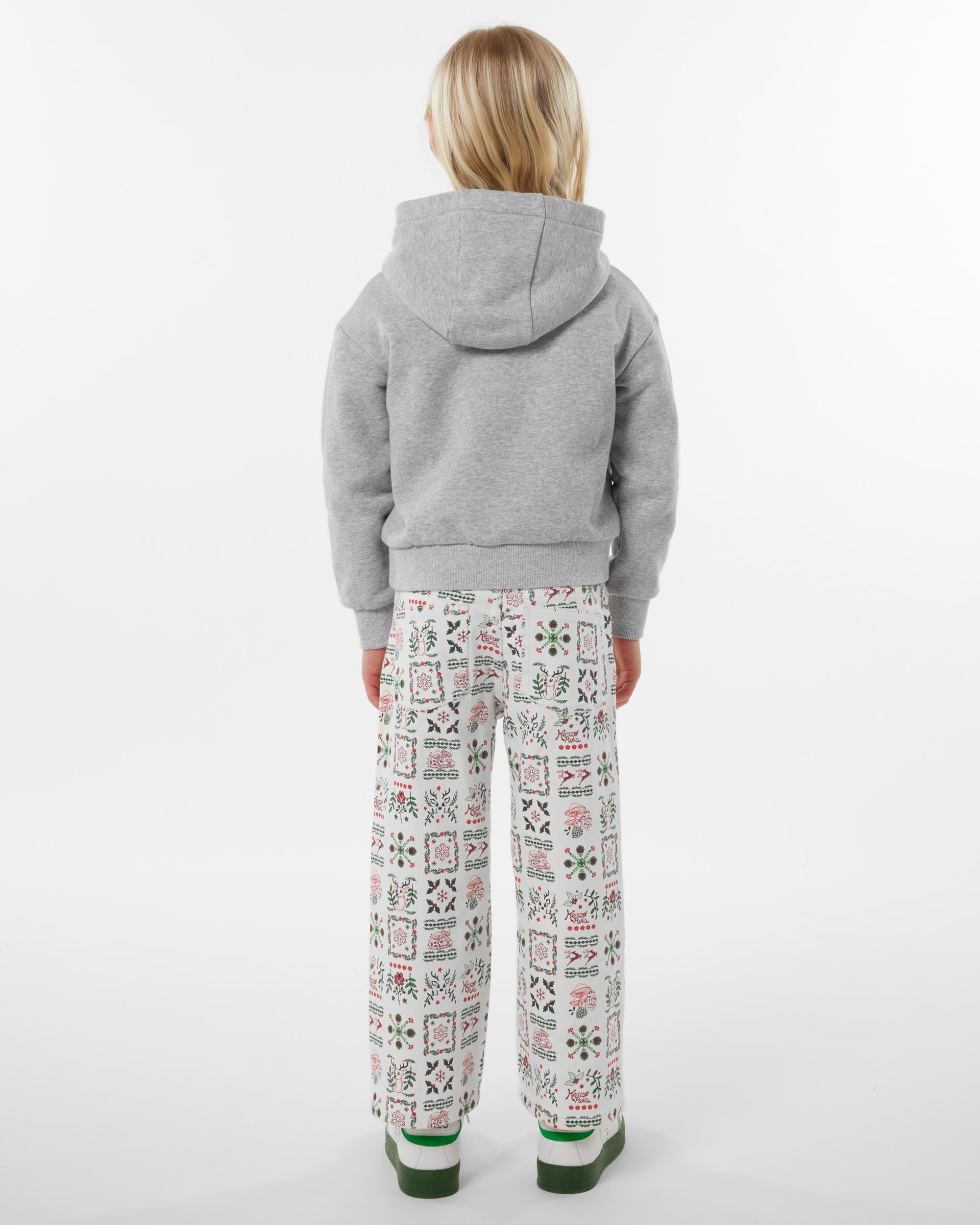 Sweatshirt brodé à capuche "Festive" - Pearl Grey