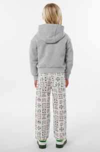 Sweatshirt brodé à capuche Festive - Pearl Grey