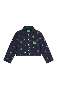 Veste en jean brodée 'Jungle Game' - Midnight Blue