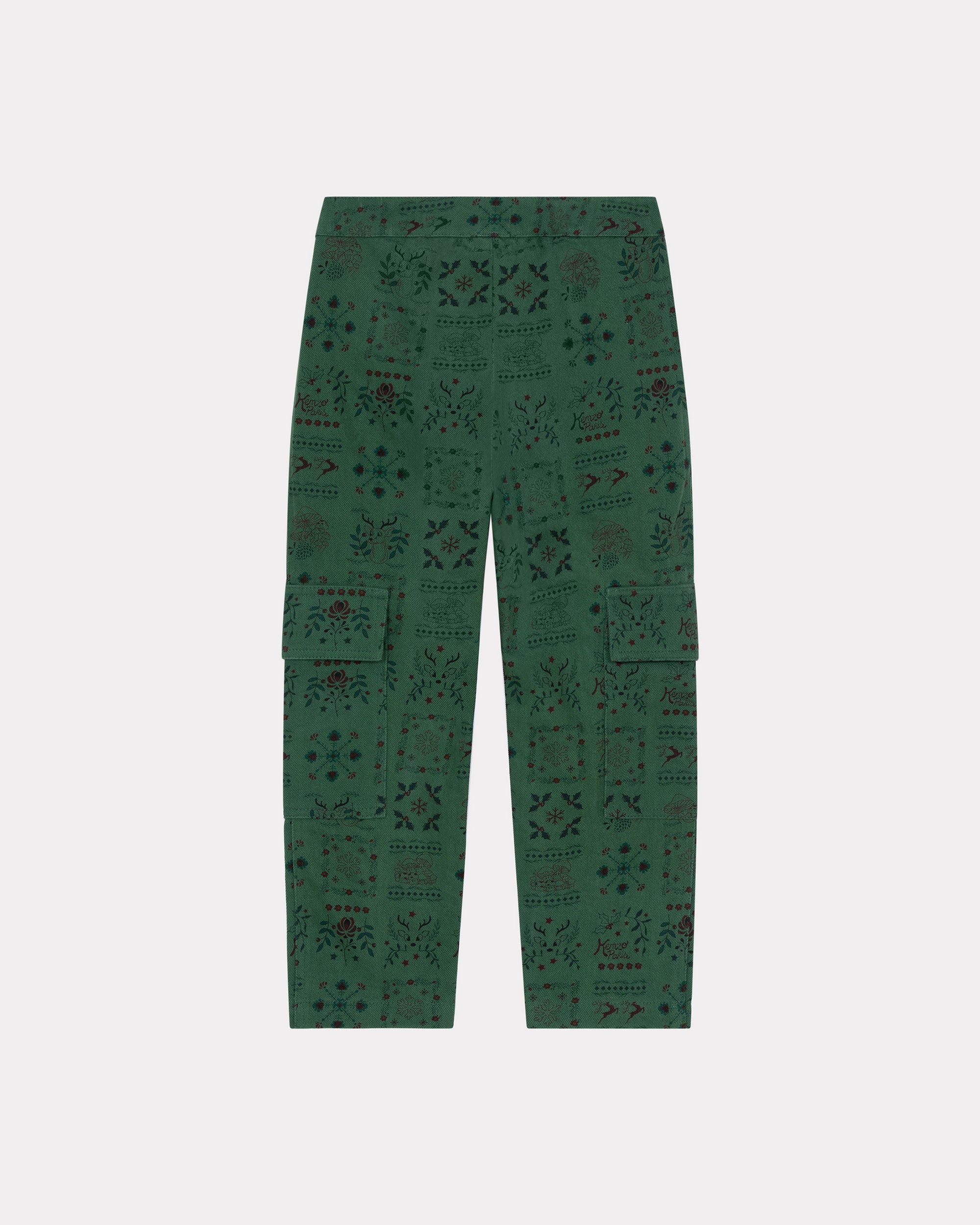 Festive printed jeans with pockets - Pine