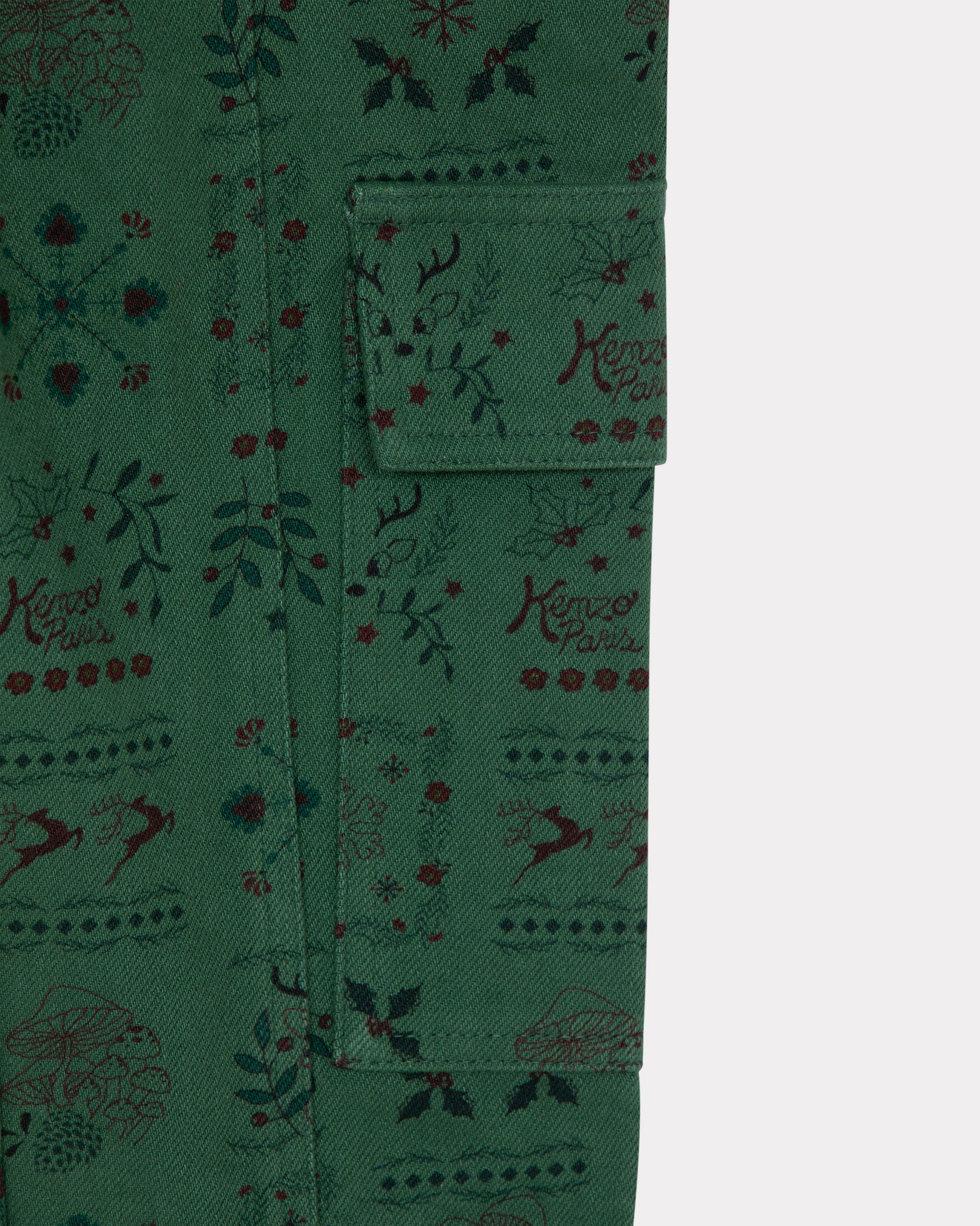 Festive printed jeans with pockets - Pine