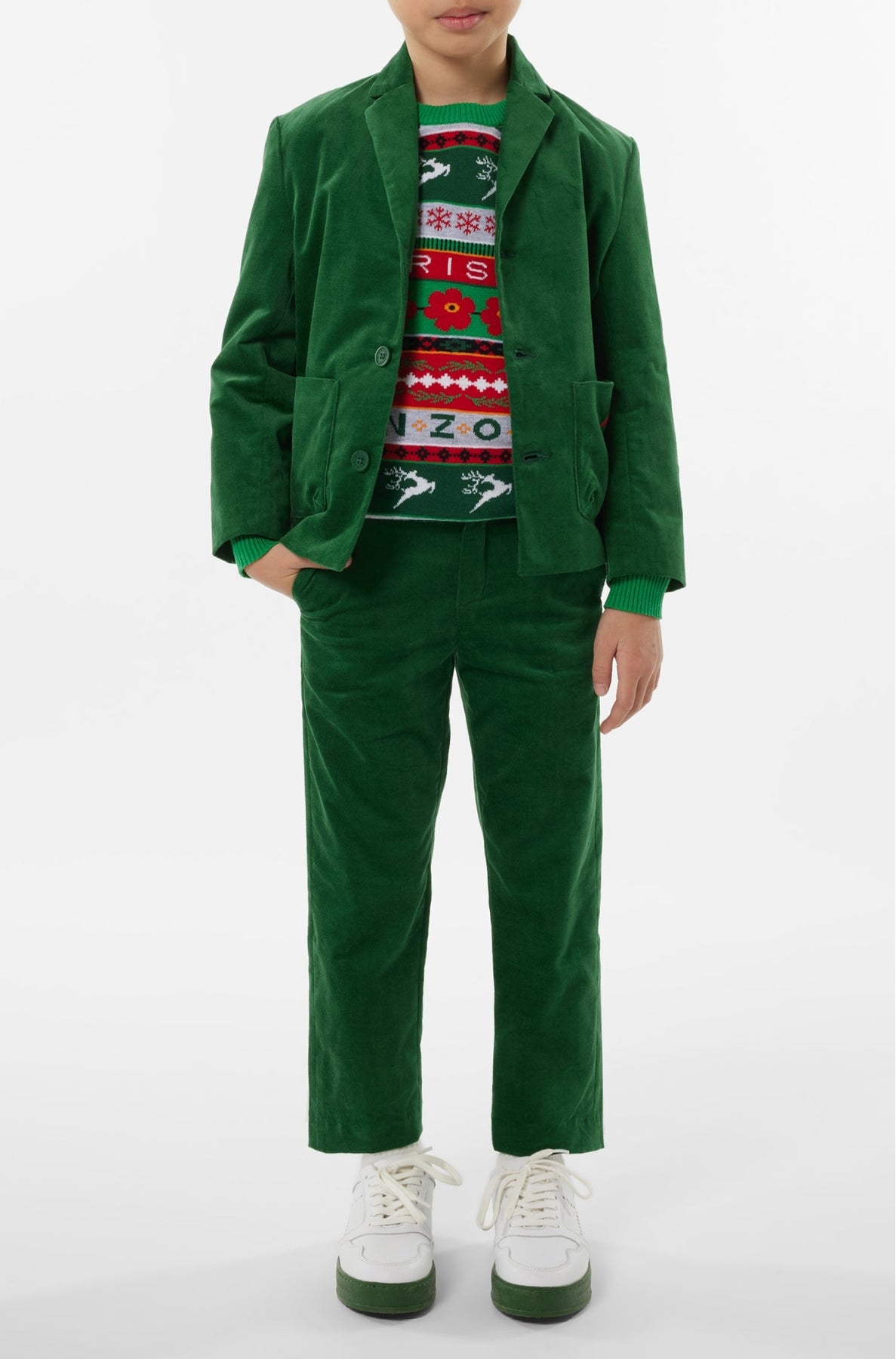 Pantalon en velours palatine "Festive" - Pine
