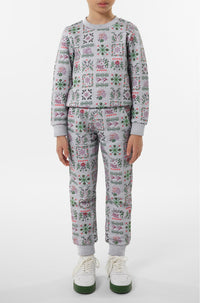 Pantalon en molleton imprimé "Festive" - Pearl Grey