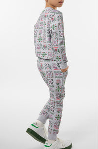 Pantalon en molleton imprimé "Festive" - Pearl Grey