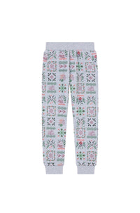 Festive printed fleece trousers - Pearl Grey
