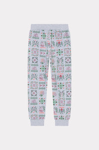 Festive printed fleece trousers - Pearl Grey