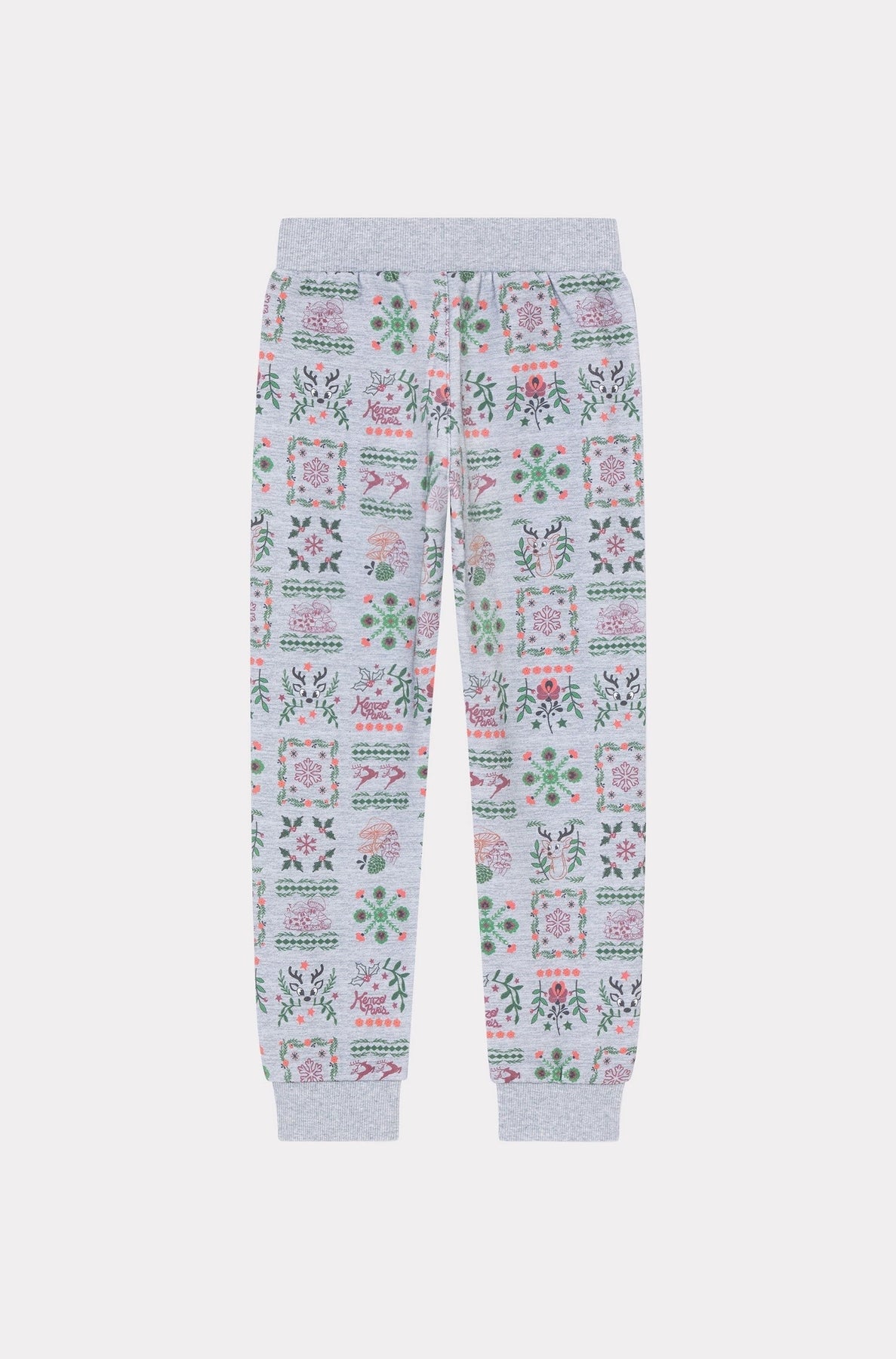 Festive printed fleece trousers - Pearl Grey