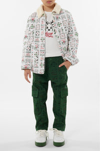 T-shirt en coton imprimé placé "Festive" - Ecru