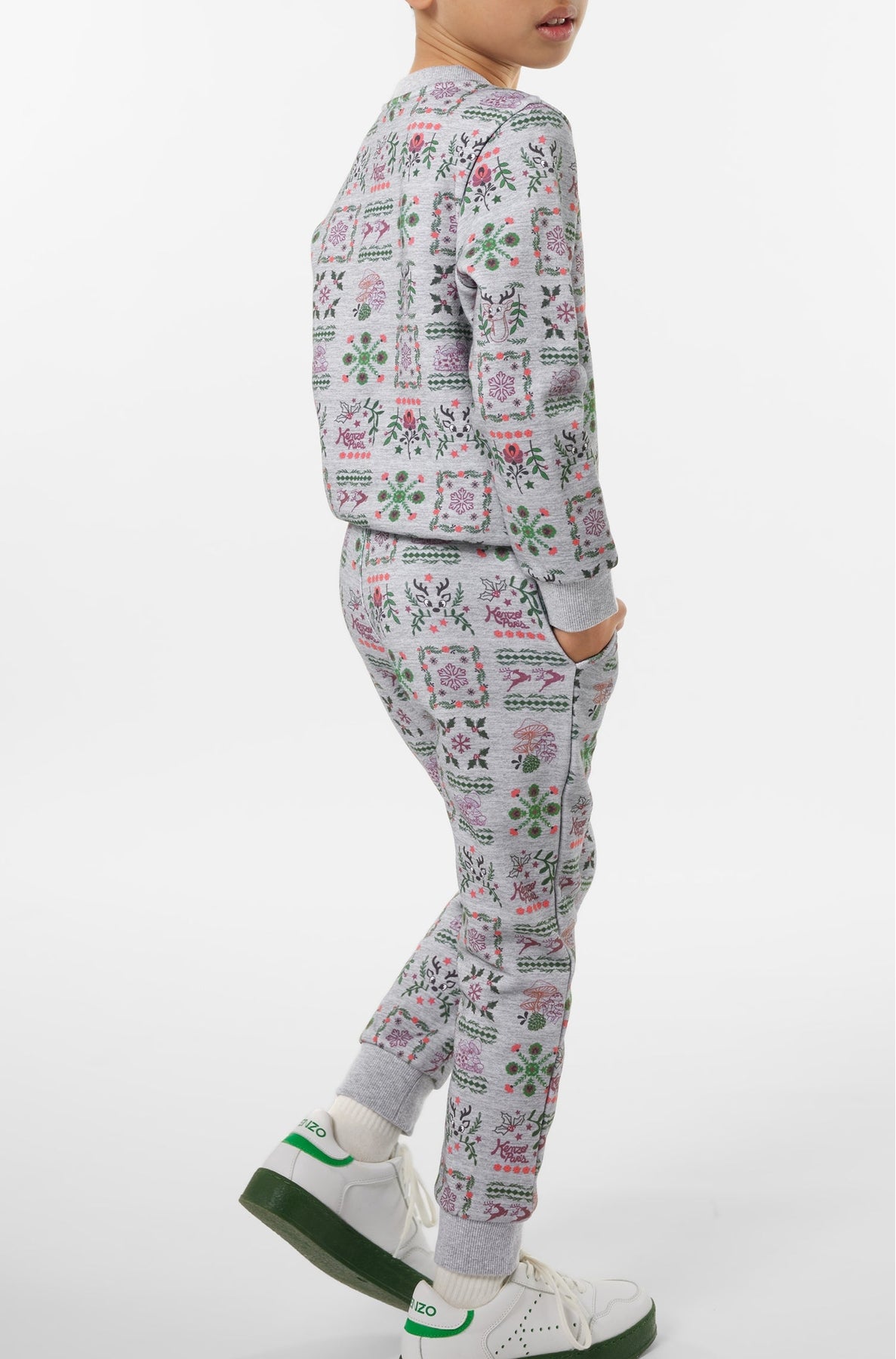 Sweatshirt en coton imprimé "Festive" - Pearl Grey
