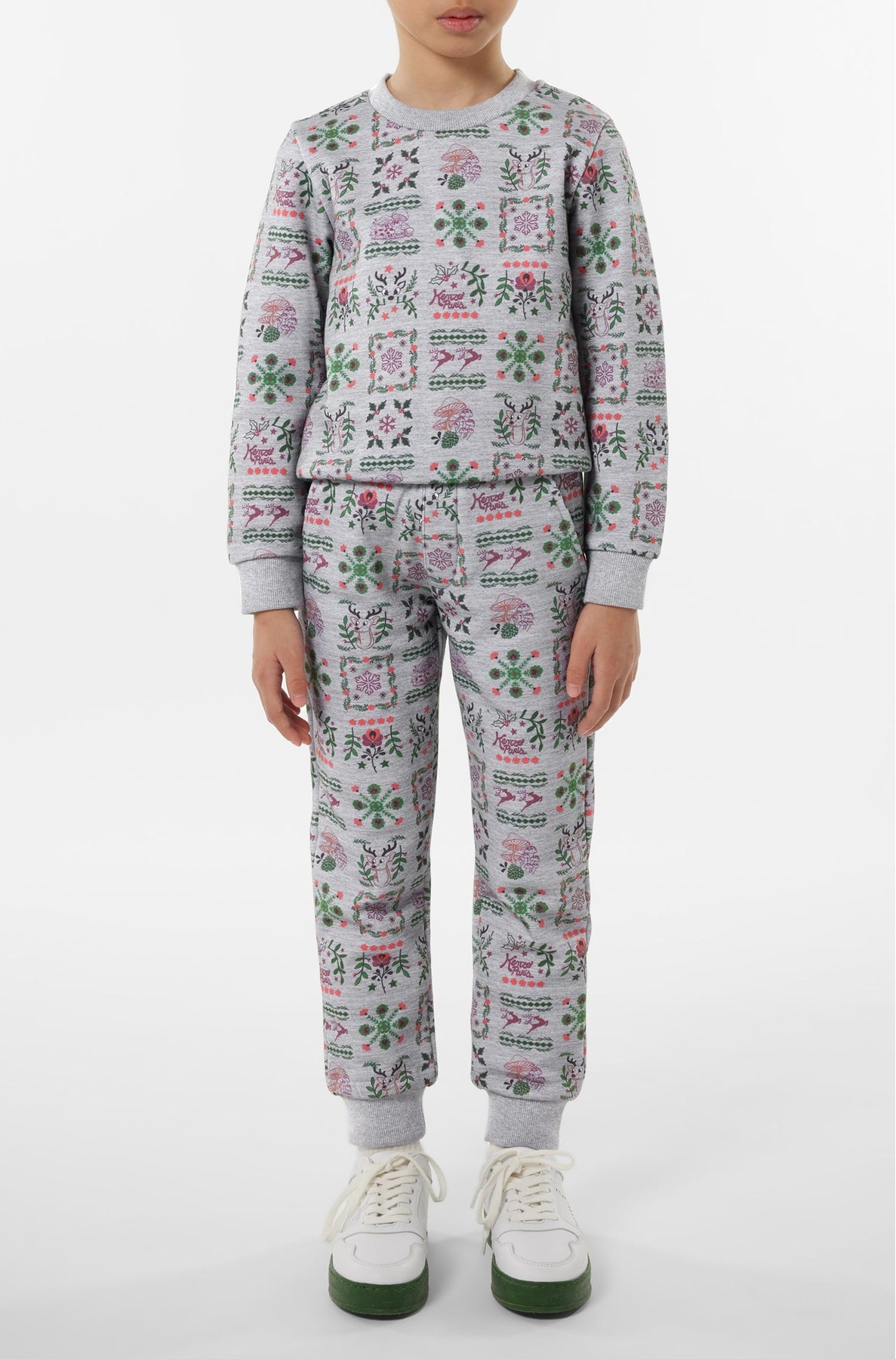 Sweatshirt en coton imprimé "Festive" - Pearl Grey