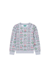 Sweatshirt en coton imprimé "Festive" - Pearl Grey