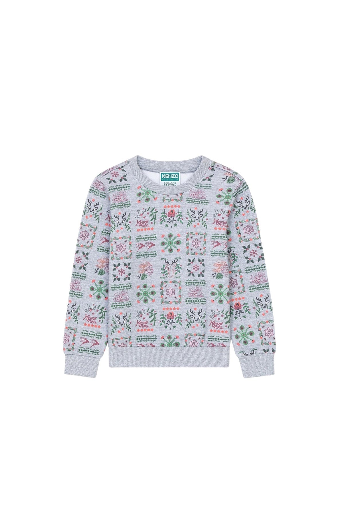 Sweatshirt en coton imprimé "Festive" - Pearl Grey