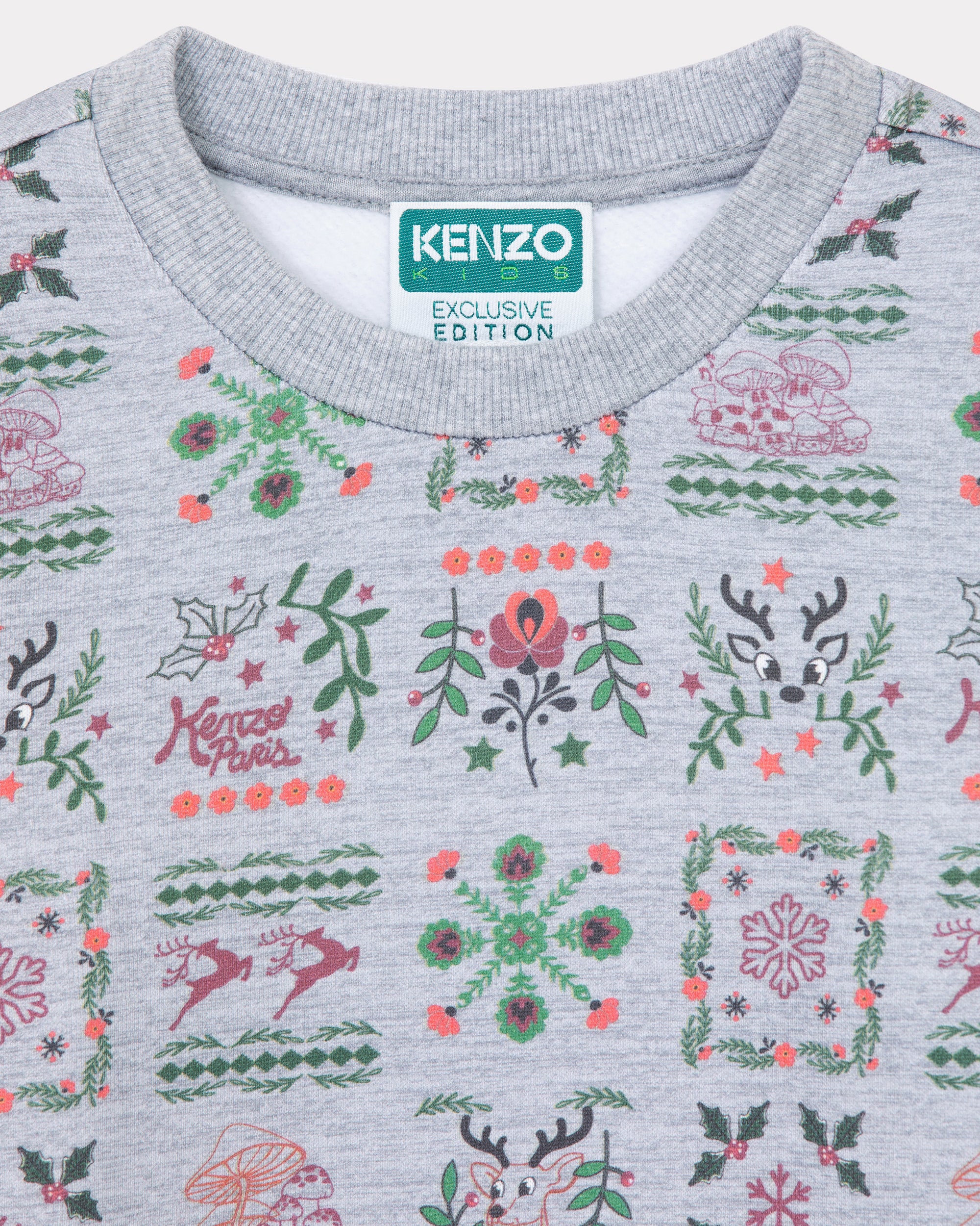 Sweatshirt en coton imprimé "Festive" - Pearl Grey