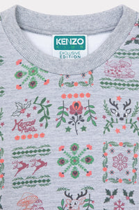 Festive printed cotton sweatshirt - Pearl Grey