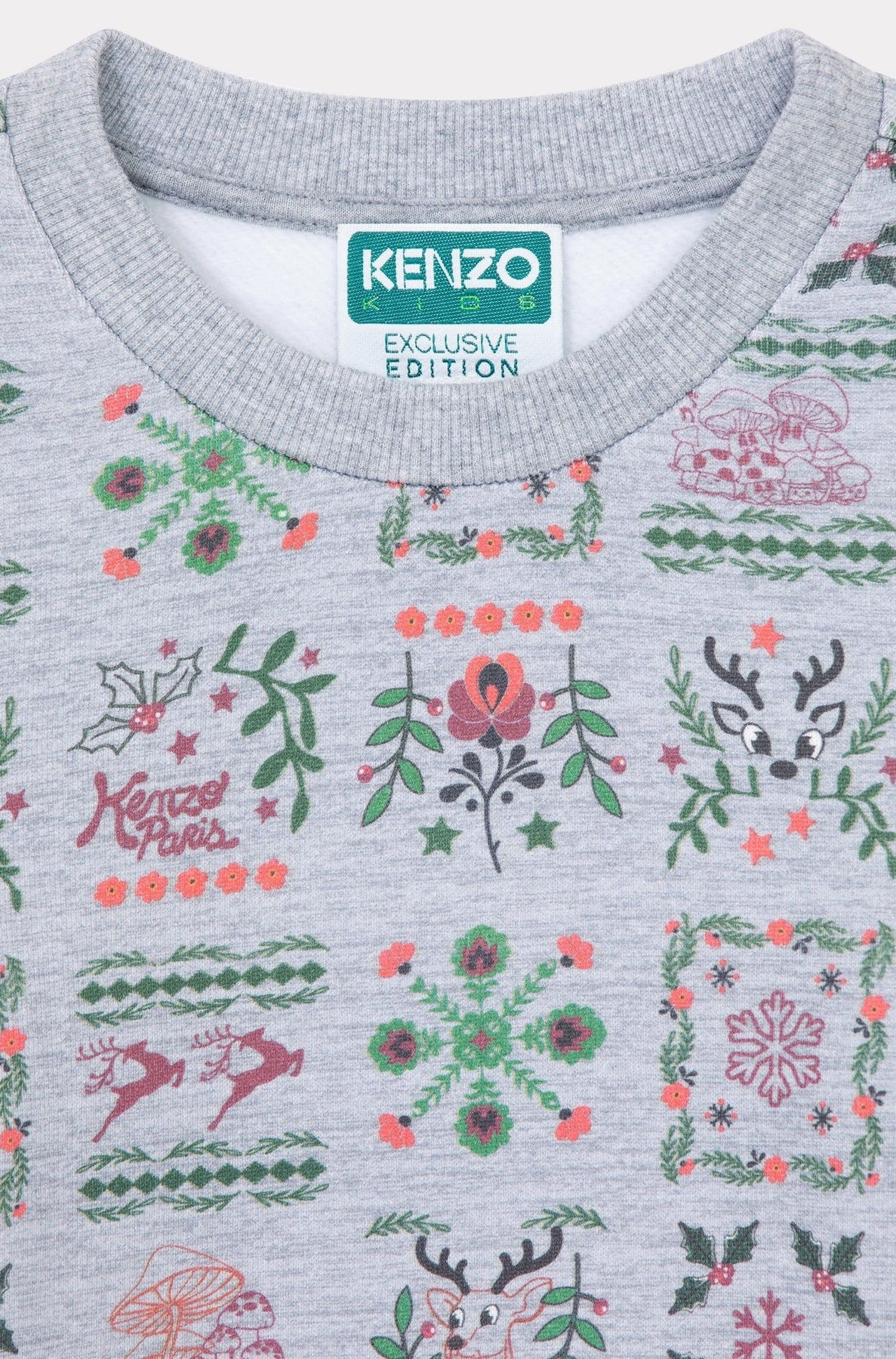 Festive printed cotton sweatshirt - Pearl Grey