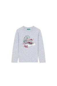T-shirt en coton imprimé "Festive" - Pearl Grey